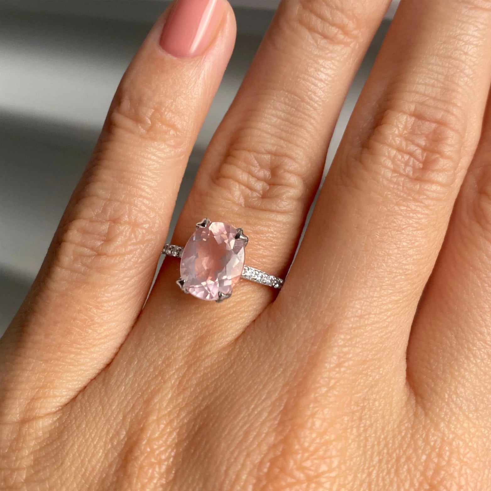 Bague quartz rose - Soléa
