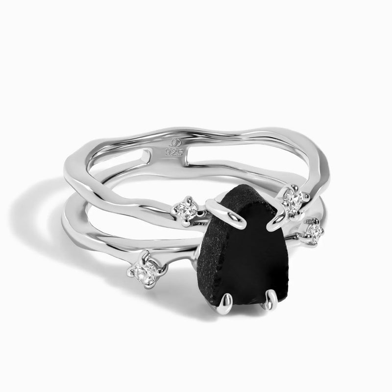Bague obsidienne noire - Siana