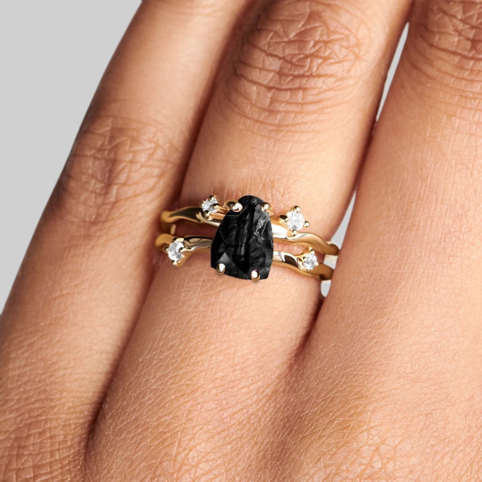 Bague obsidienne noire - Siana
