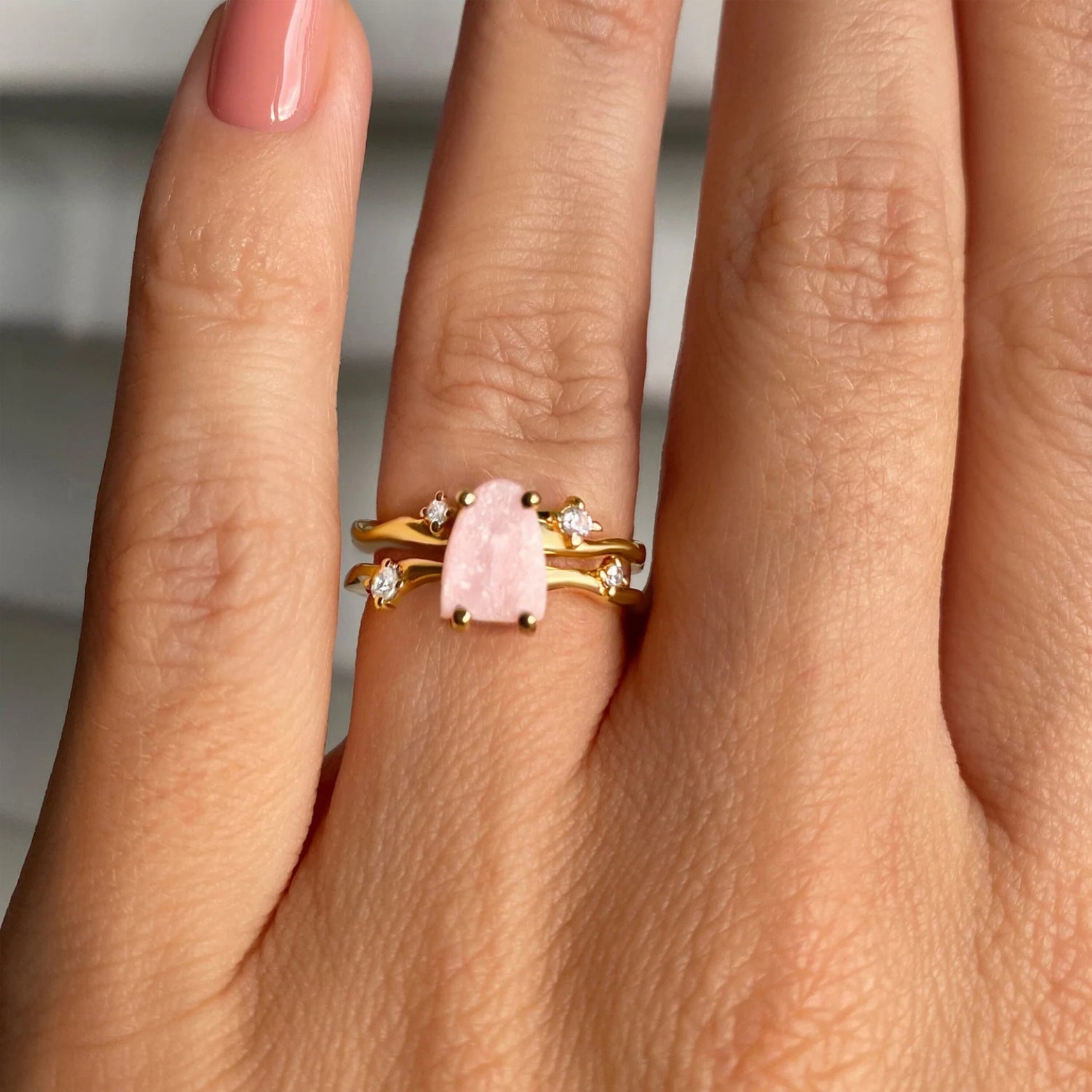 Bague quartz rose - Siana