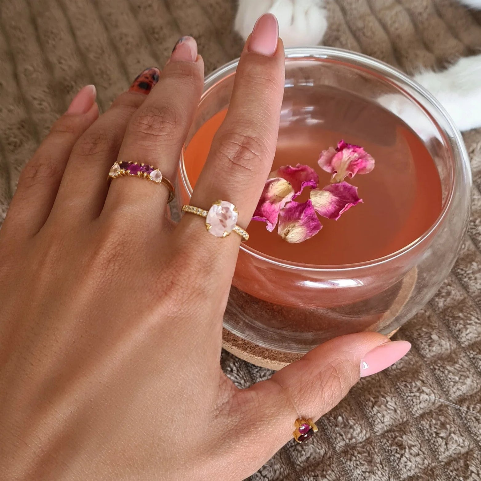 Bague quartz rose - Alma